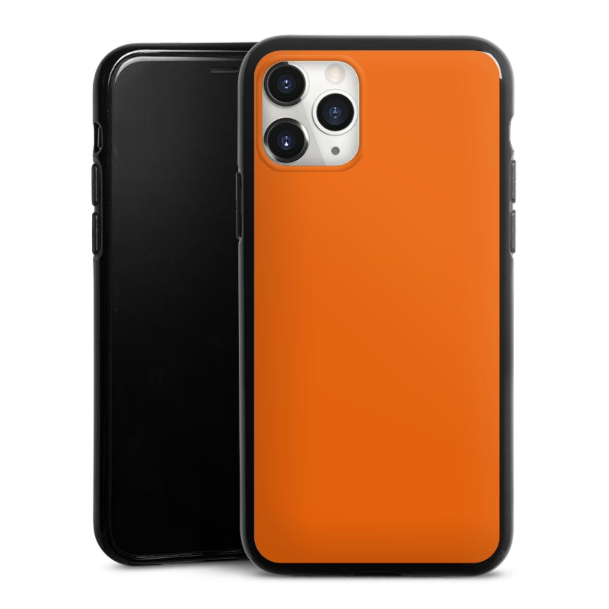 iPhone 11 Pro Max Handy Silikon Hülle Case schwarz Handyhülle Orange Colour Unicoloured