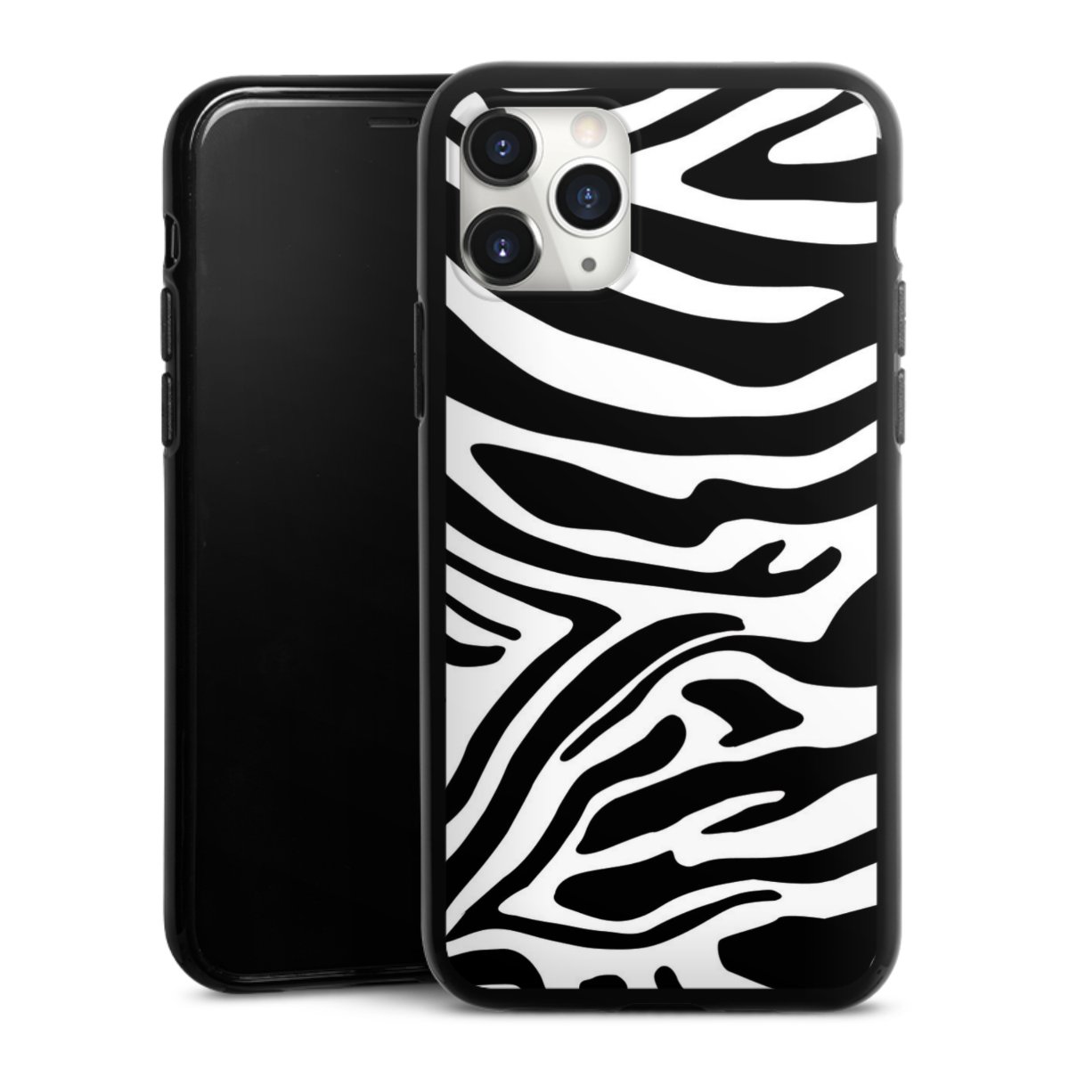 iPhone 11 Pro Max Handy Silikon Hülle Case schwarz Handyhülle Zebra Animal Look Animal Print