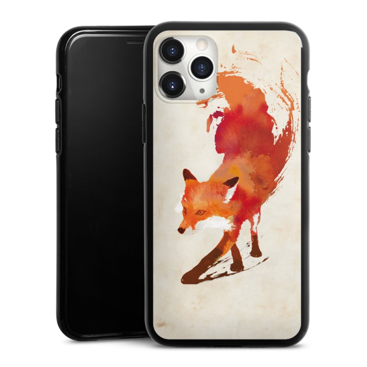 iPhone 11 Pro Max Handy Silikon Hülle Case schwarz Handyhülle Fox Graphic