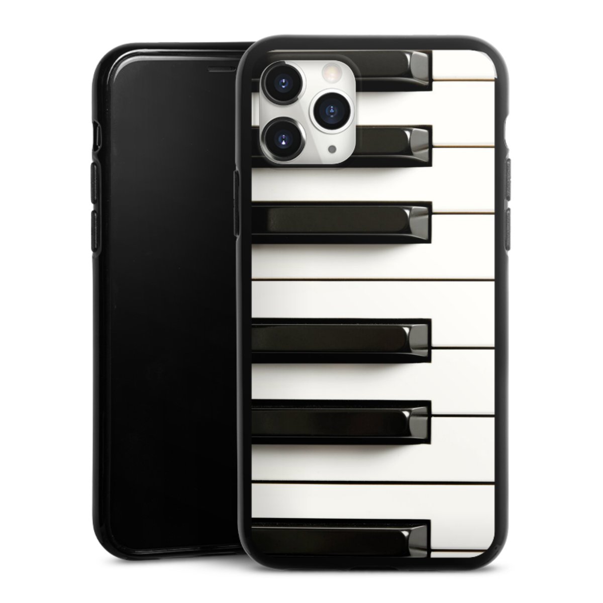 iPhone 11 Pro Max Handy Silikon Hülle Case schwarz Handyhülle Klavier Piano Music