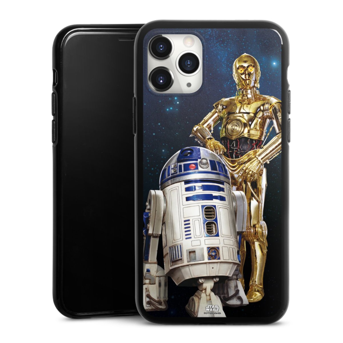 iPhone 11 Pro Max Handy Silikon Hülle Case schwarz Handyhülle Weltall Star Wars R2d2