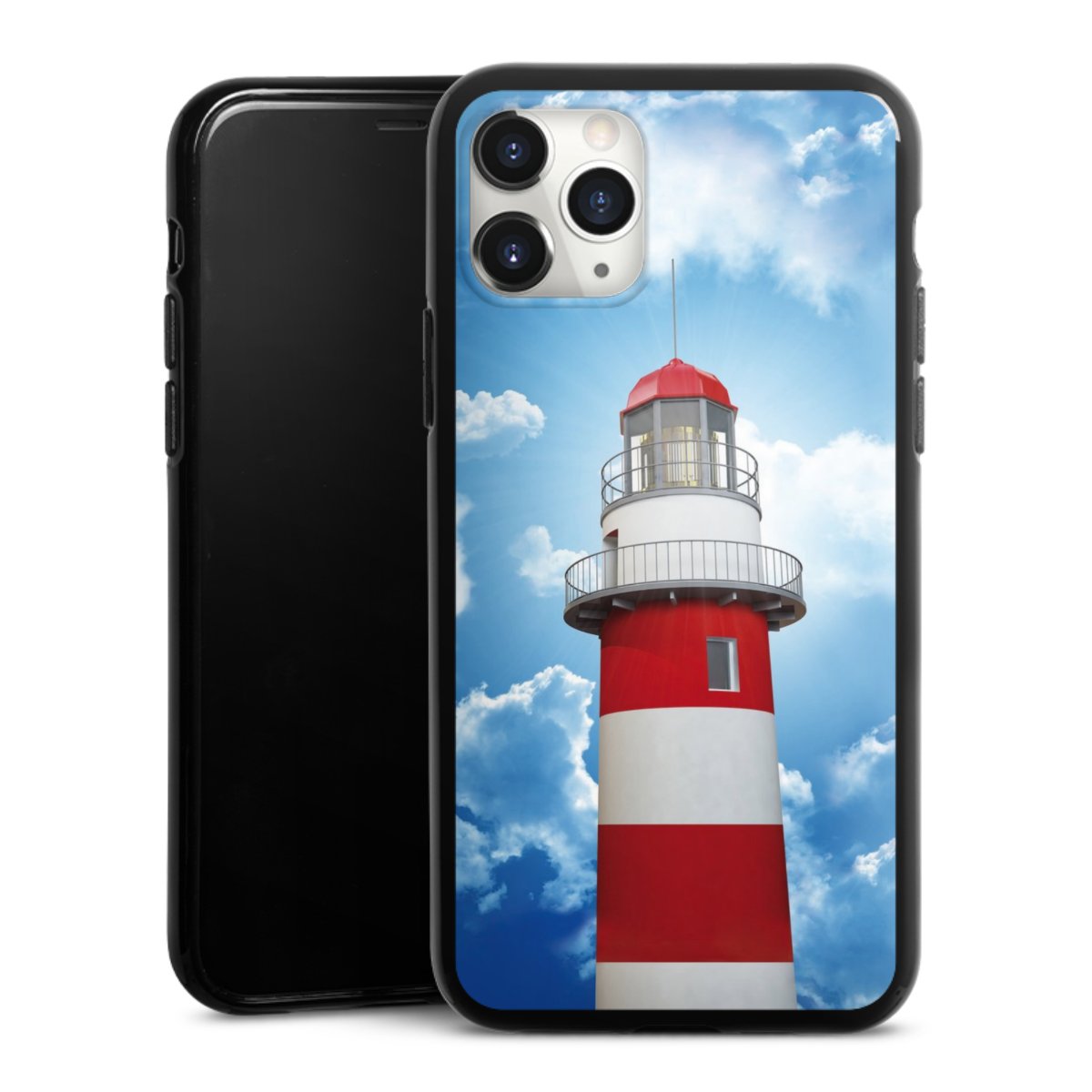 iPhone 11 Pro Max Handy Silikon Hülle Case schwarz Handyhülle Lighthouse Sky Cloud