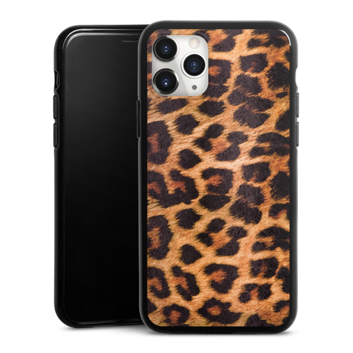 iPhone 11 Pro Max Handy Silikon Hülle Case schwarz Handyhülle Animal Print Leopard Fur