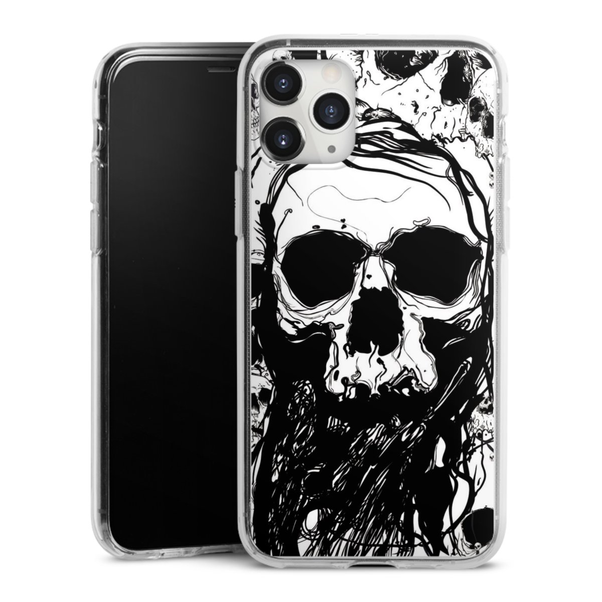 iPhone 11 Pro Max Handy Silikon Hülle Case transparent Handyhülle Totenkopf Halloween Silikon Case