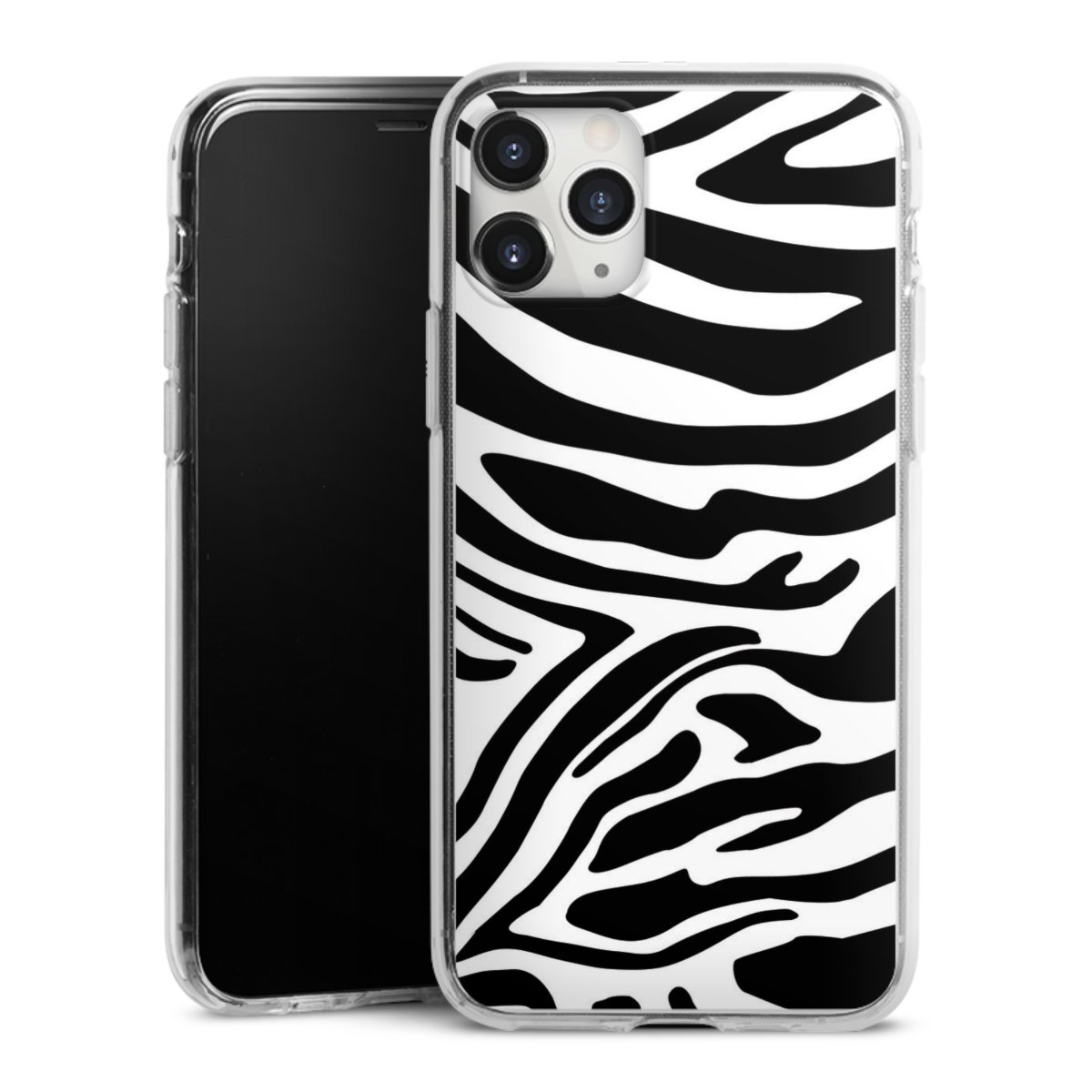 iPhone 11 Pro Max Handy Silikon Hülle Case transparent Handyhülle Zebra Animal Look Animal Print Silikon Case