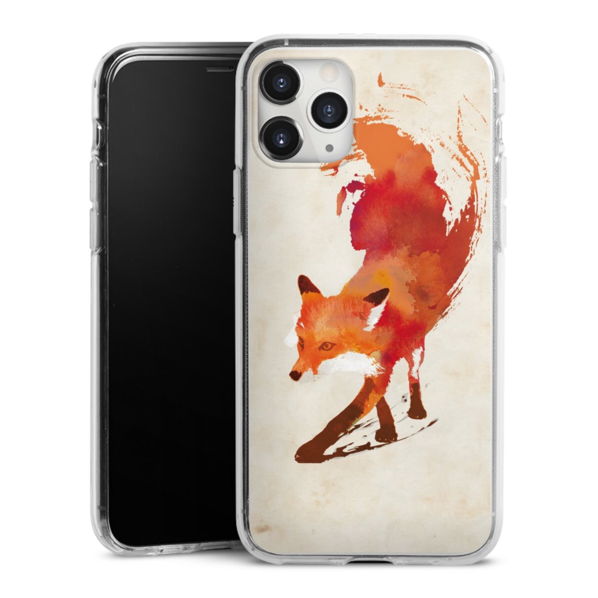 iPhone 11 Pro Max Handy Silikon Hülle Case transparent Handyhülle Fox Graphic Silikon Case