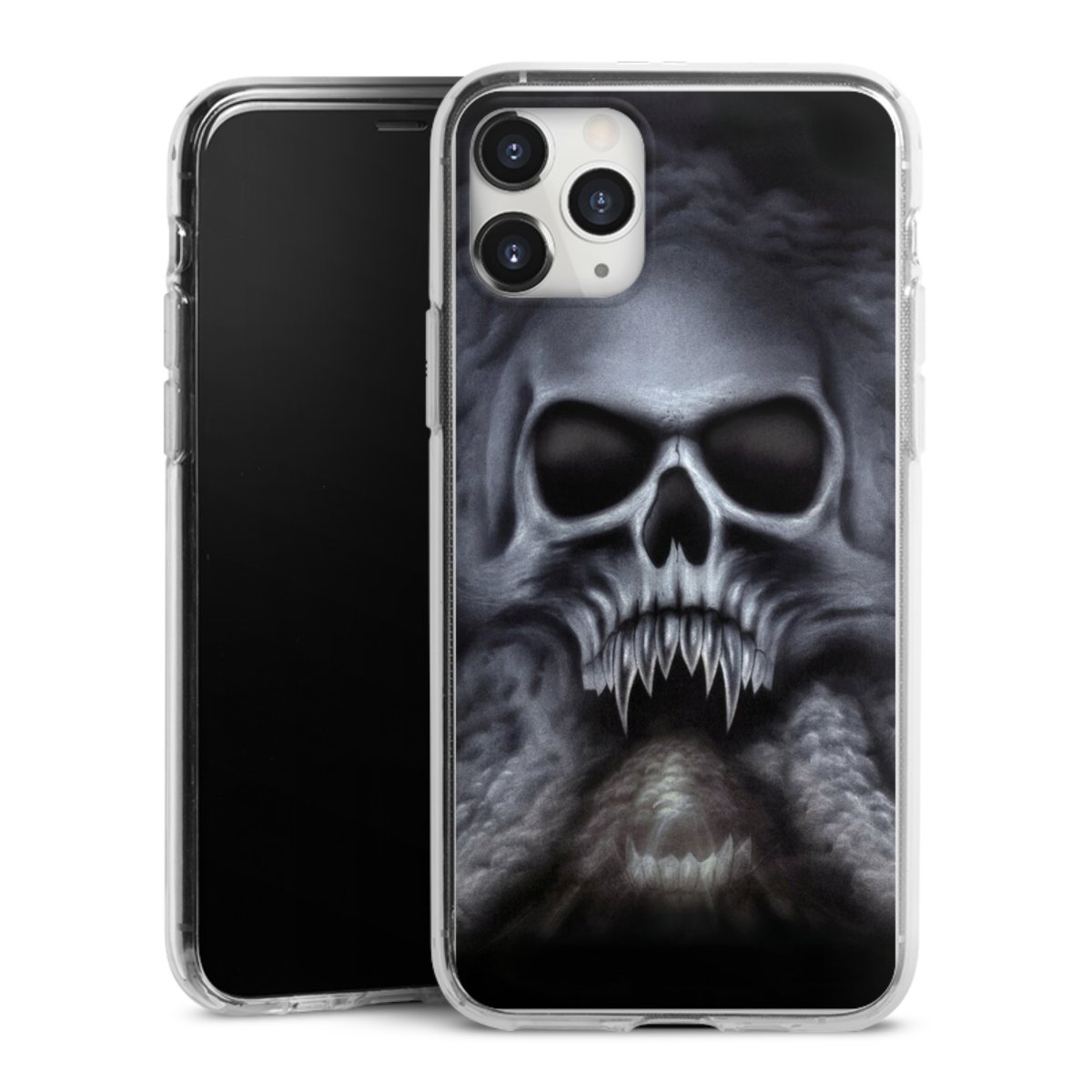 iPhone 11 Pro Max Handy Silikon Hülle Case transparent Handyhülle Totenkopf Skull Silikon Case