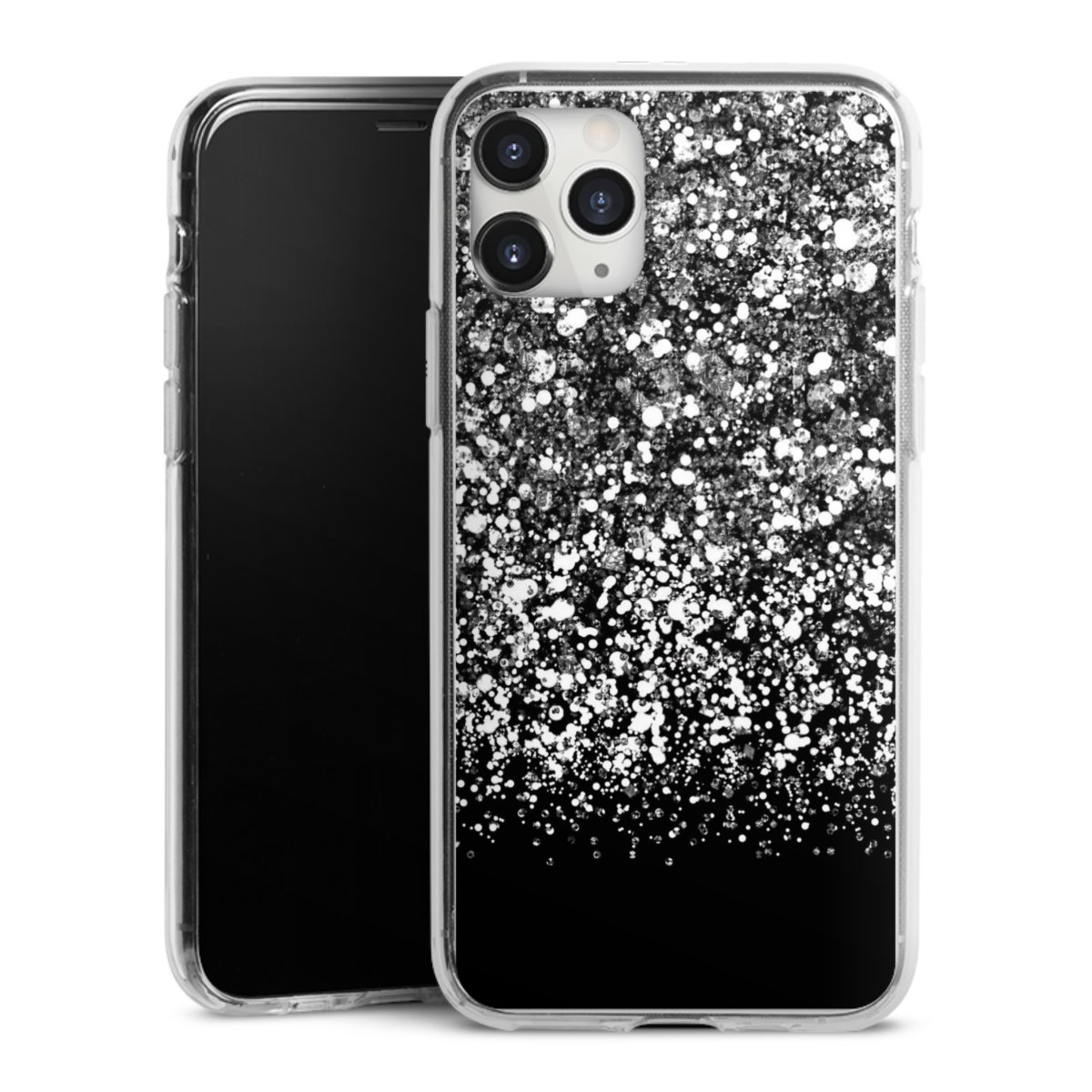 iPhone 11 Pro Max Handy Silikon Hülle Case transparent Handyhülle Glitzer Snowflake Muster Silikon Case