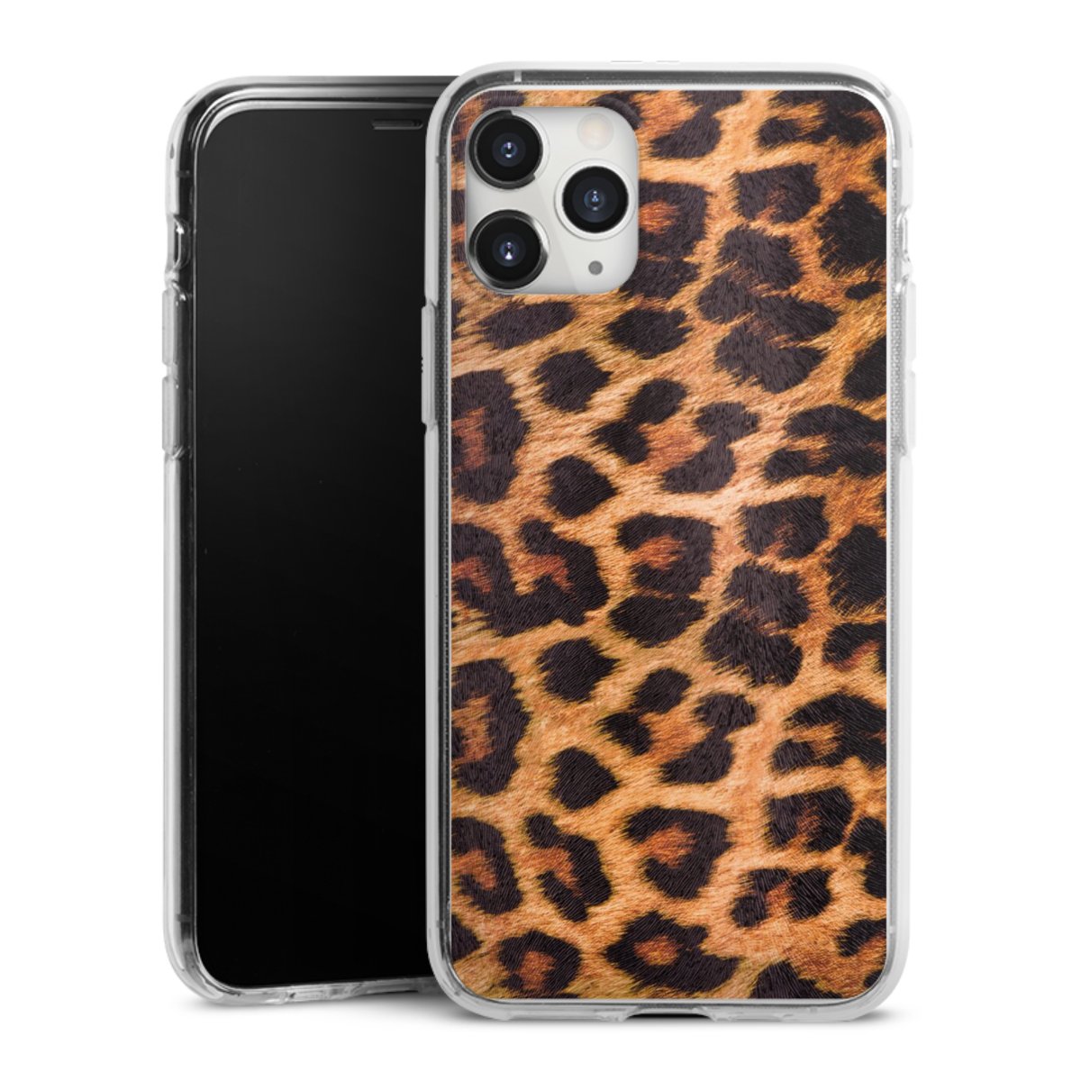 iPhone 11 Pro Max Handy Silikon Hülle Case transparent Handyhülle Animal Print Leopard Fur Silikon Case