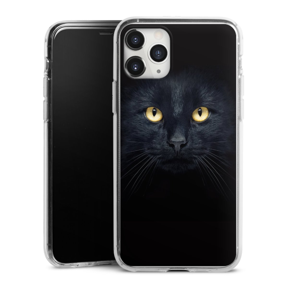 iPhone 11 Pro Max Handy Silikon Hülle Case transparent Handyhülle Eye Cat Black Silikon Case