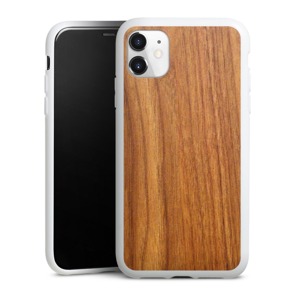 iPhone 11 Handy Silikon Hülle Case weiß Handyhülle Wood Larch Wooden Look Silikon Case