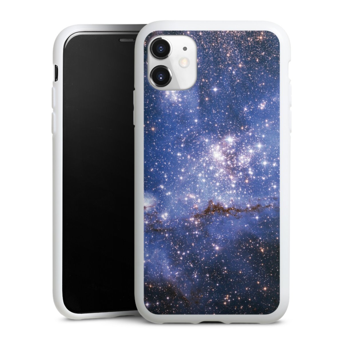 iPhone 11 Handy Silikon Hülle Case weiß Handyhülle Weltall Galaxy Weltraum Silikon Case