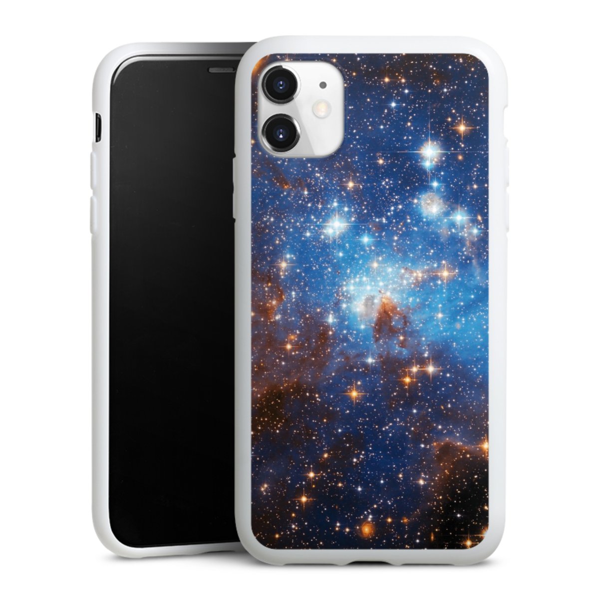 iPhone 11 Handy Silikon Hülle Case weiß Handyhülle Star Weltall Galaxy Silikon Case