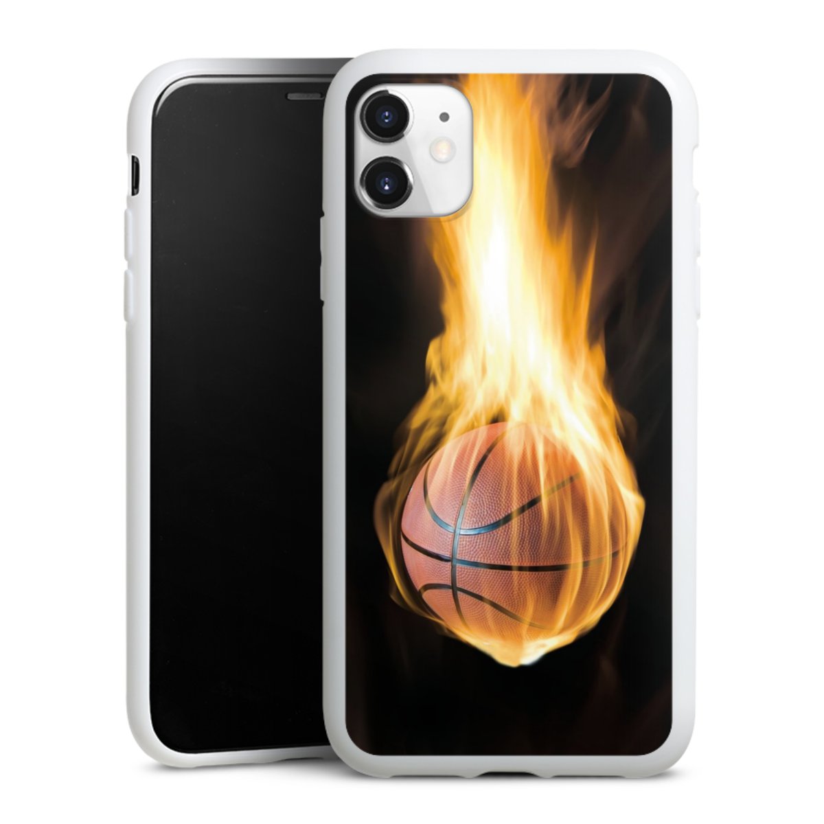 iPhone 11 Handy Silikon Hülle Case weiß Handyhülle Basketball Sports Fire Silikon Case