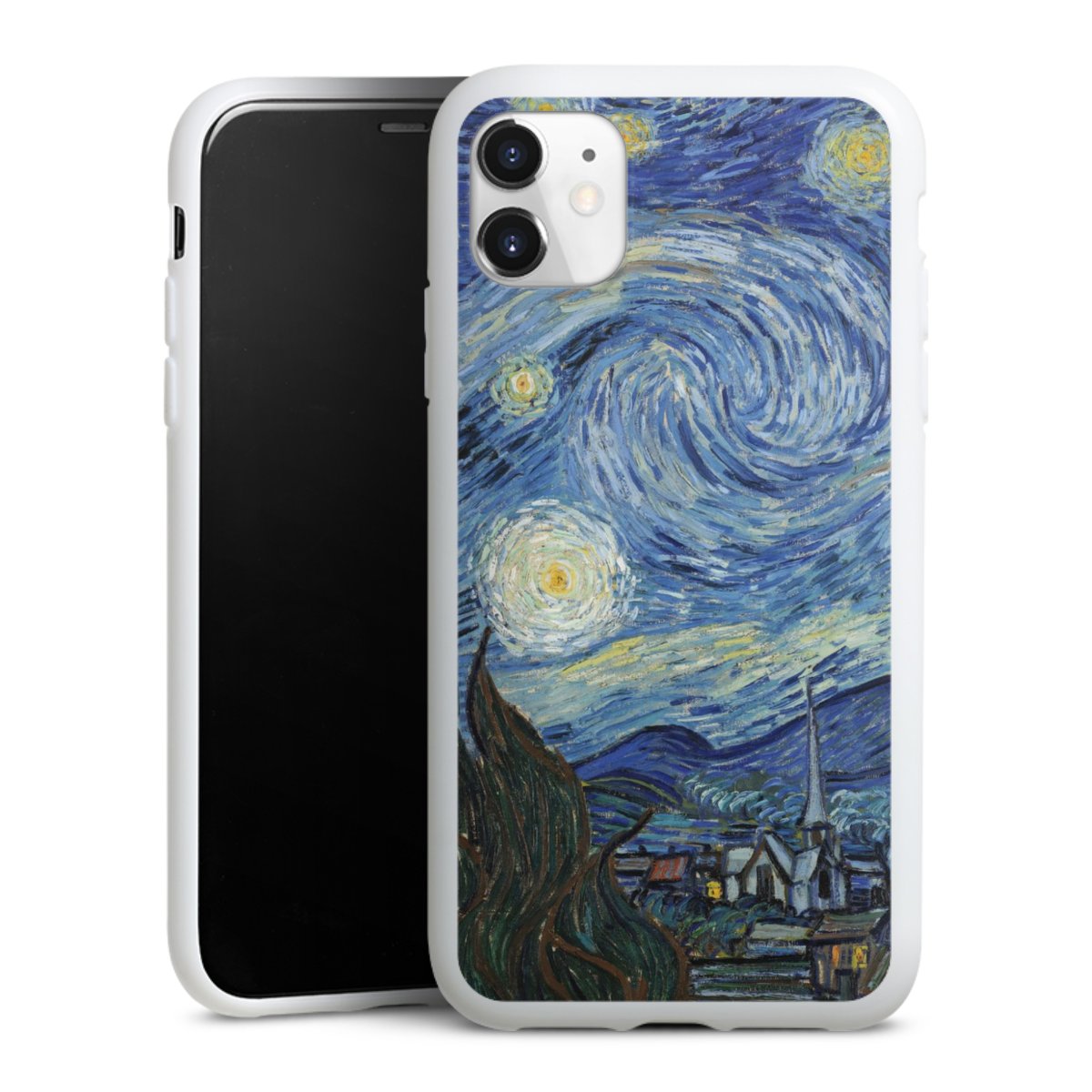 iPhone 11 Handy Silikon Hülle Case weiß Handyhülle The Starry Night Kunst Vincent Van Gogh Silikon Case