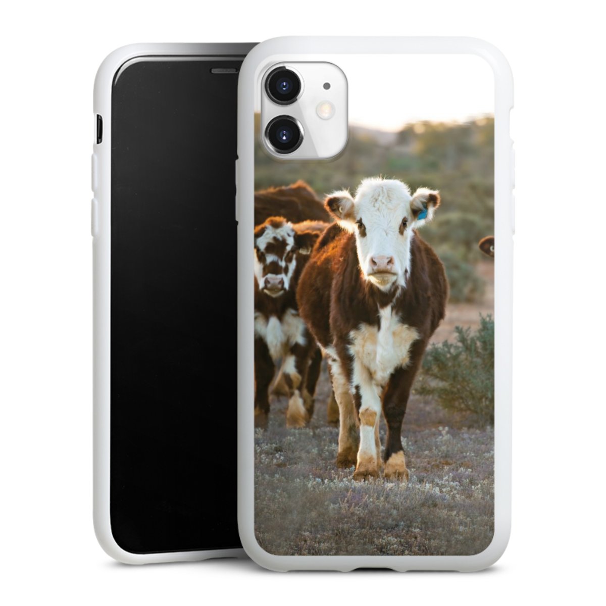 iPhone 11 Handy Silikon Hülle Case weiß Handyhülle Cow Farmer Calf Silikon Case