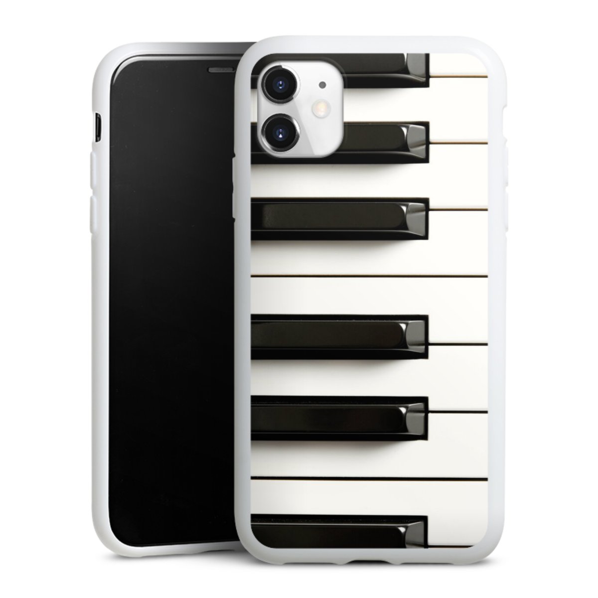 iPhone 11 Handy Silikon Hülle Case weiß Handyhülle Klavier Piano Music Silikon Case