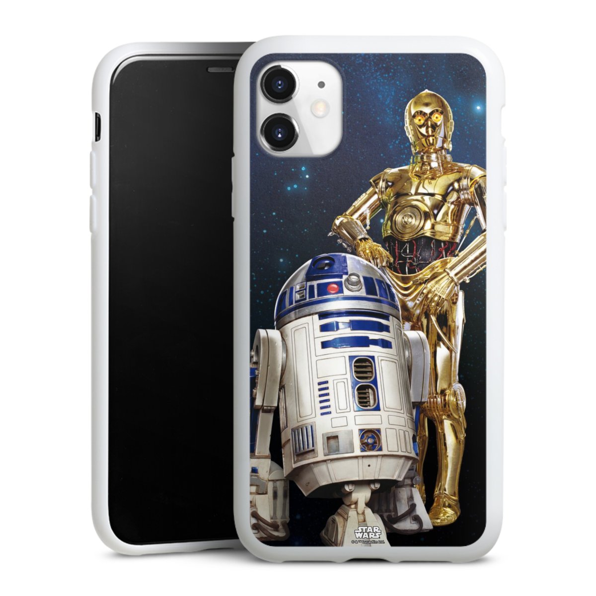 iPhone 11 Handy Silikon Hülle Case weiß Handyhülle Weltall Star Wars R2d2 Silikon Case