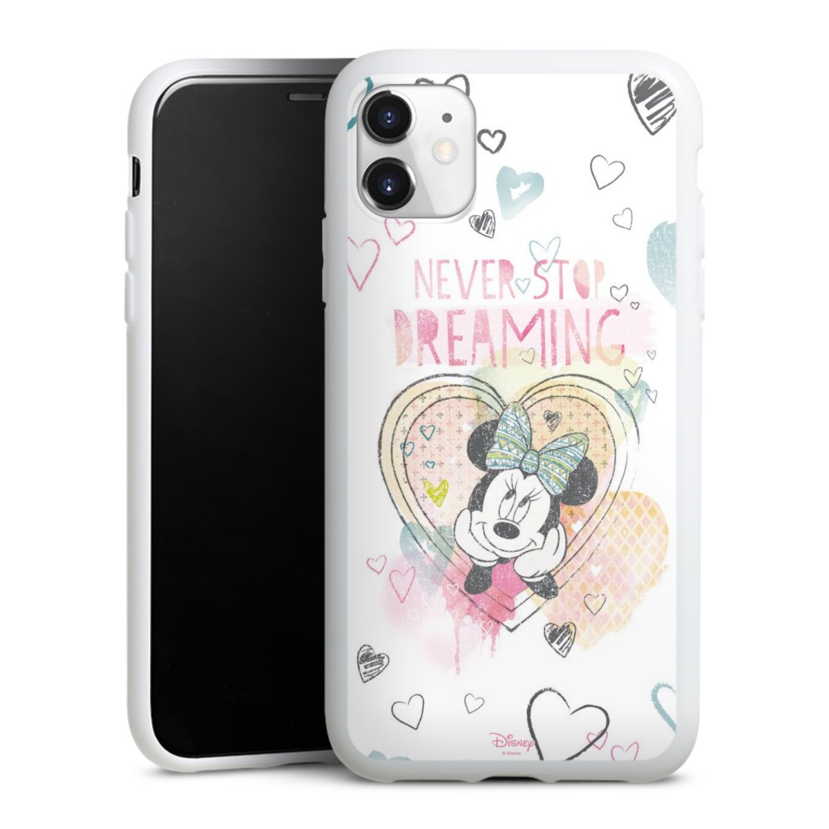 iPhone 11 Handy Silikon Hülle Case weiß Handyhülle Disney Official Licensed Product Minnie Mouse Silikon Case