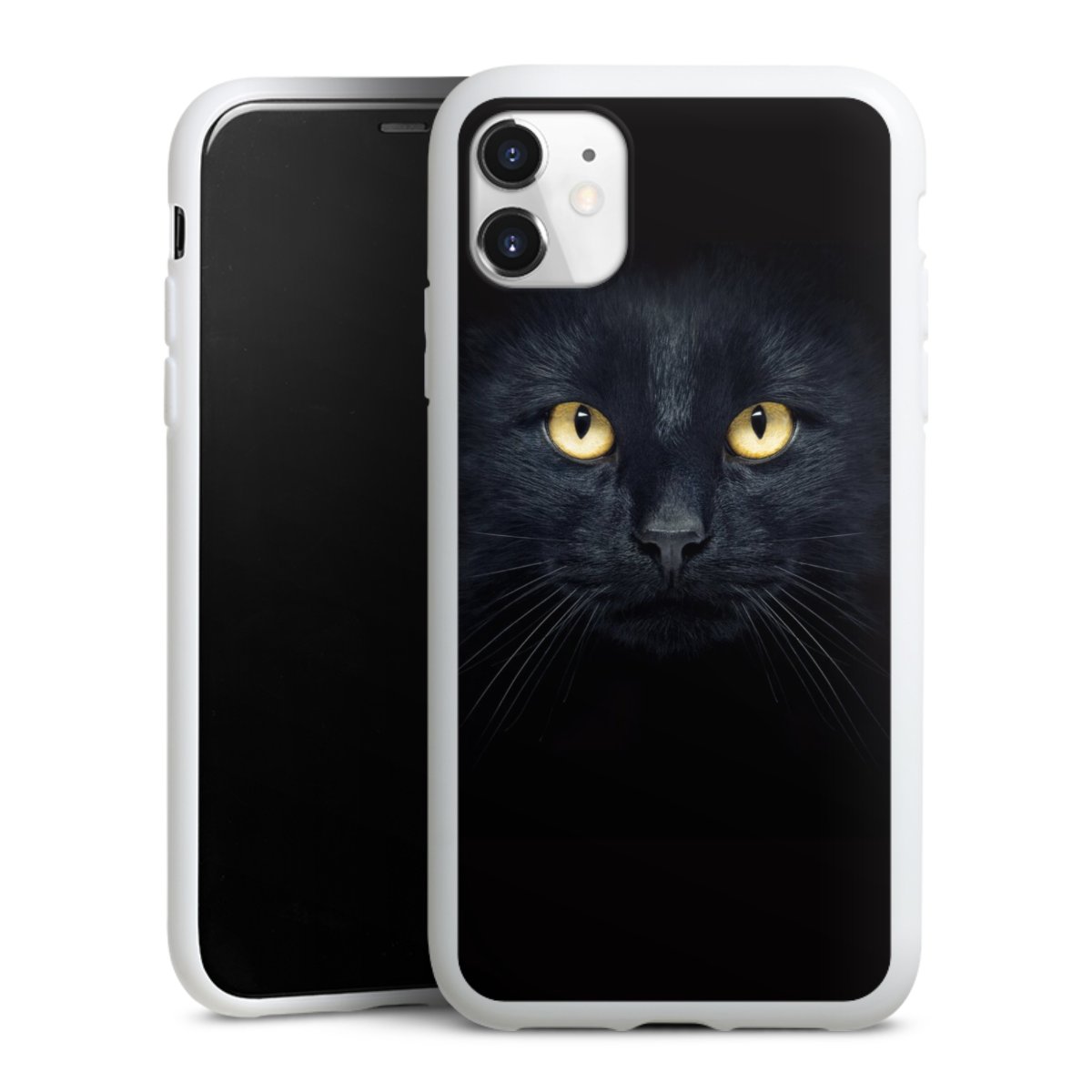 iPhone 11 Handy Silikon Hülle Case weiß Handyhülle Eye Cat Black Silikon Case