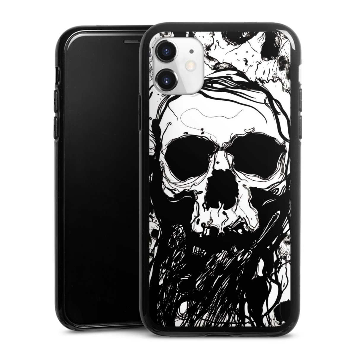 iPhone 11 Handy Silikon Hülle Case schwarz Handyhülle Totenkopf Halloween