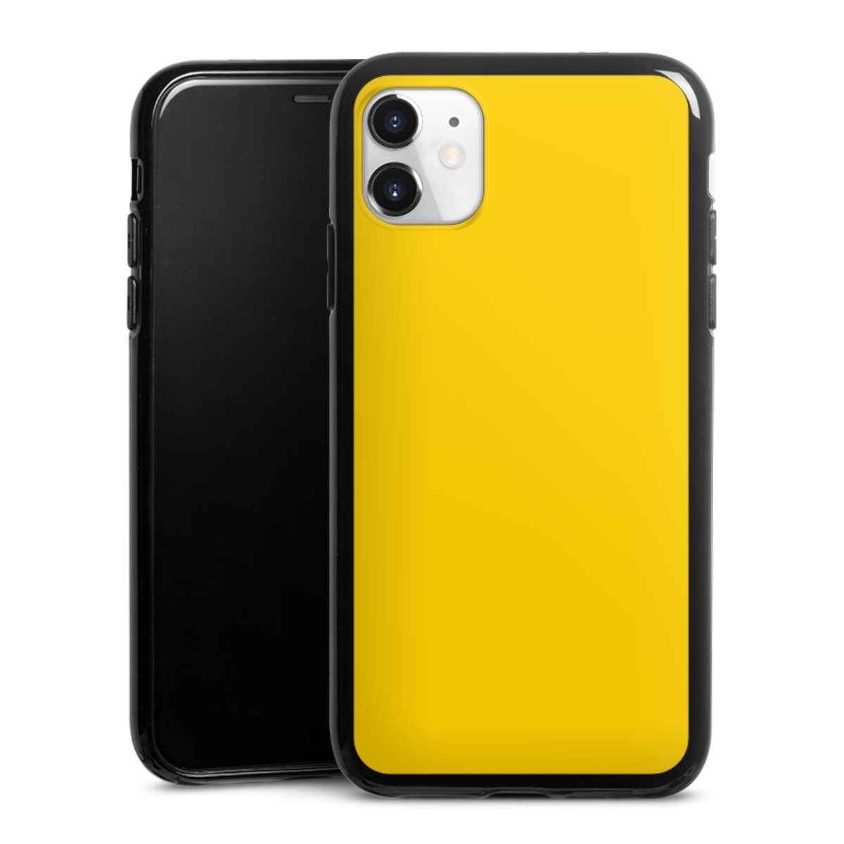 iPhone 11 Handy Silikon Hülle Case schwarz Handyhülle Yellow Unicoloured Colour