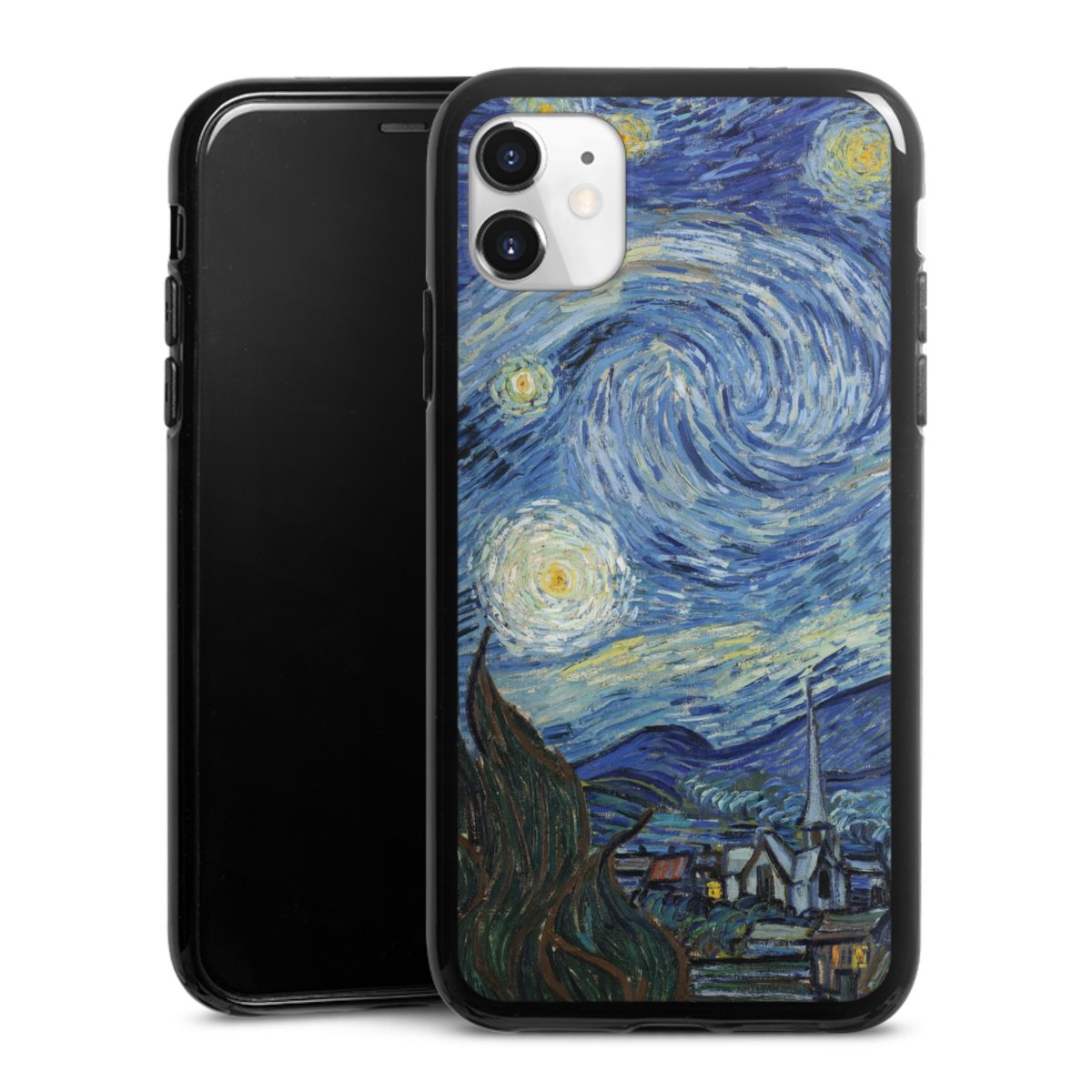 iPhone 11 Handy Silikon Hülle Case schwarz Handyhülle The Starry Night Kunst Vincent Van Gogh