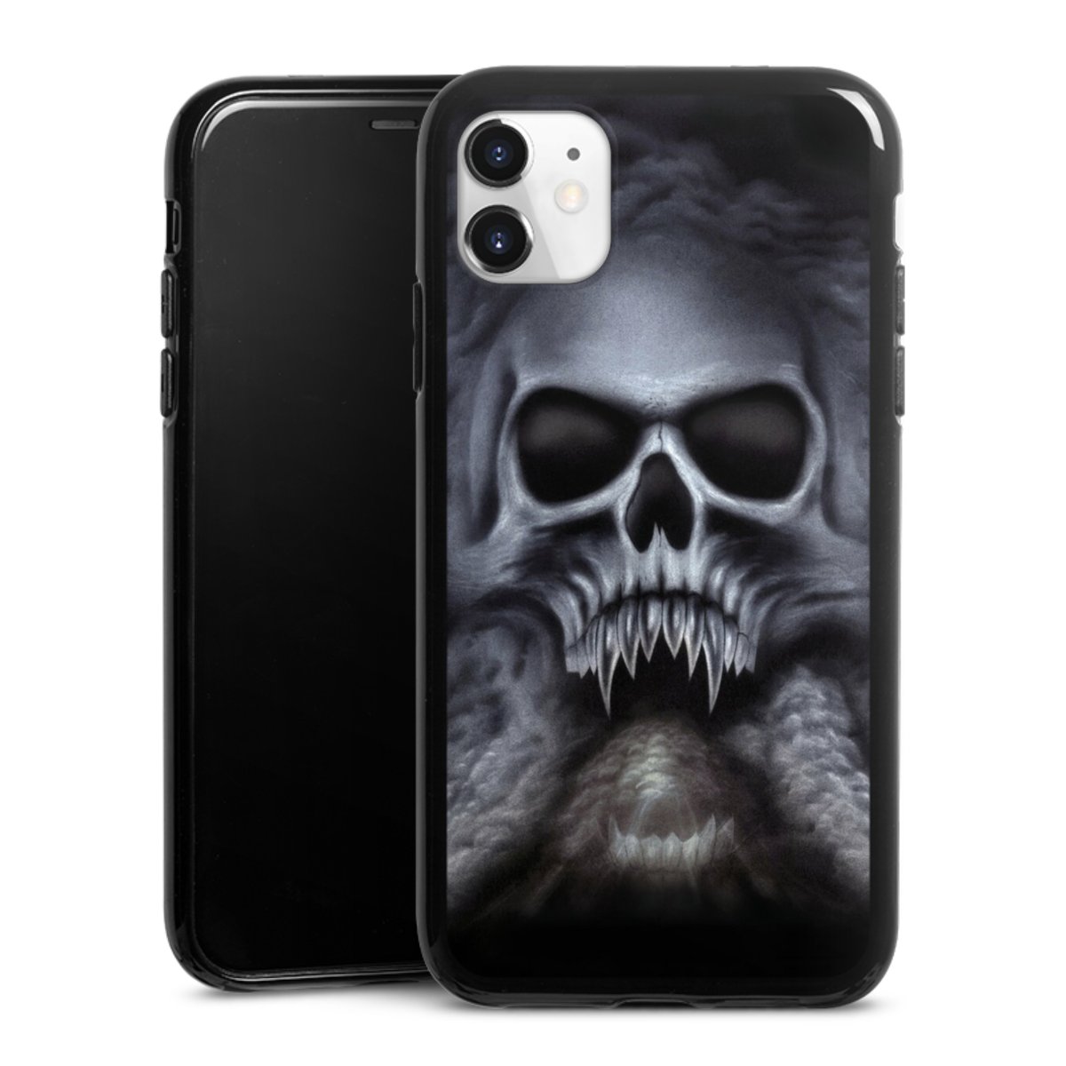 iPhone 11 Handy Silikon Hülle Case schwarz Handyhülle Totenkopf Skull