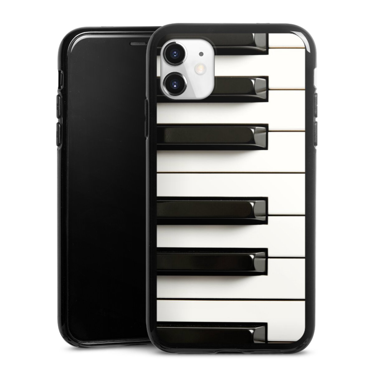 iPhone 11 Handy Silikon Hülle Case schwarz Handyhülle Klavier Piano Music