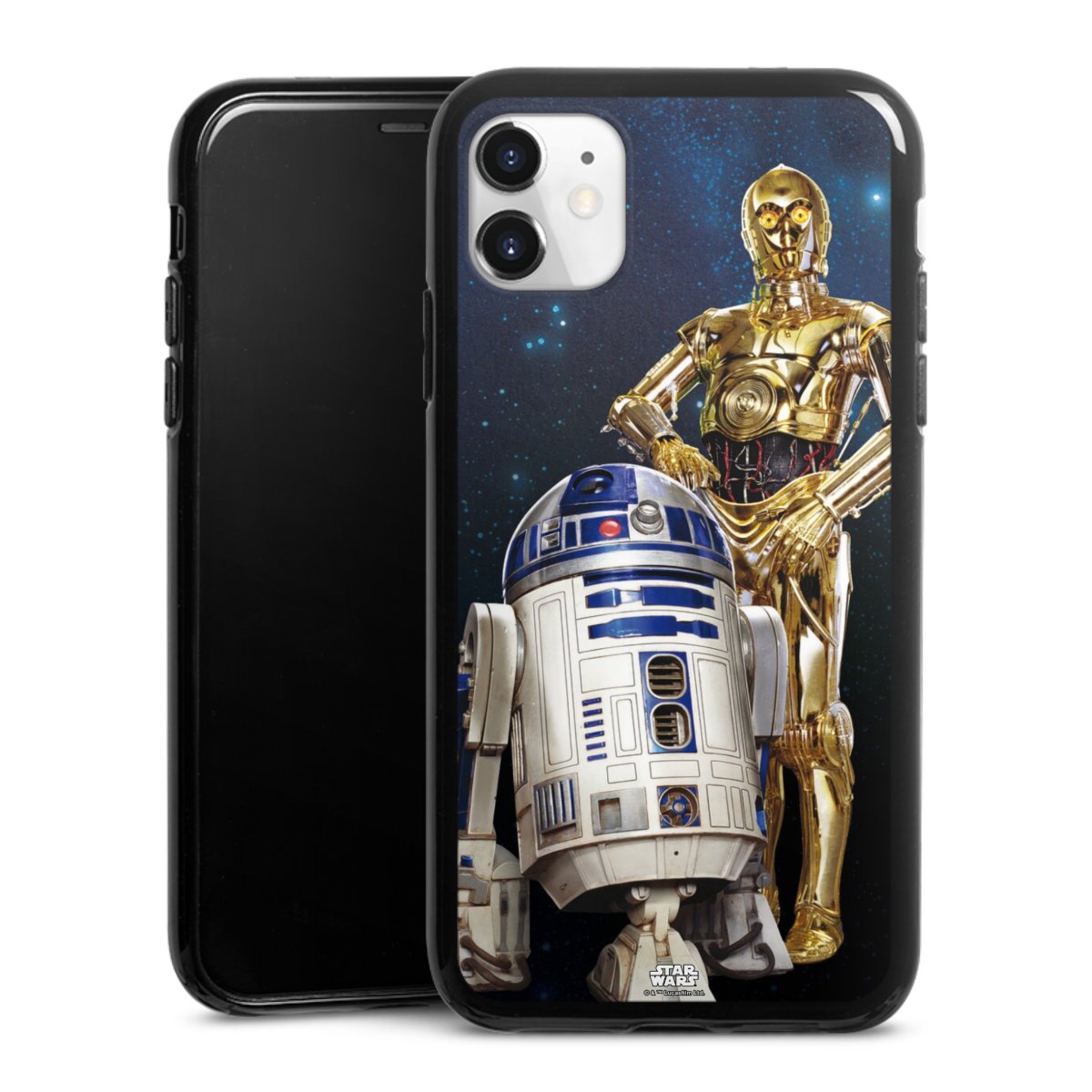 iPhone 11 Handy Silikon Hülle Case schwarz Handyhülle Weltall Star Wars R2d2