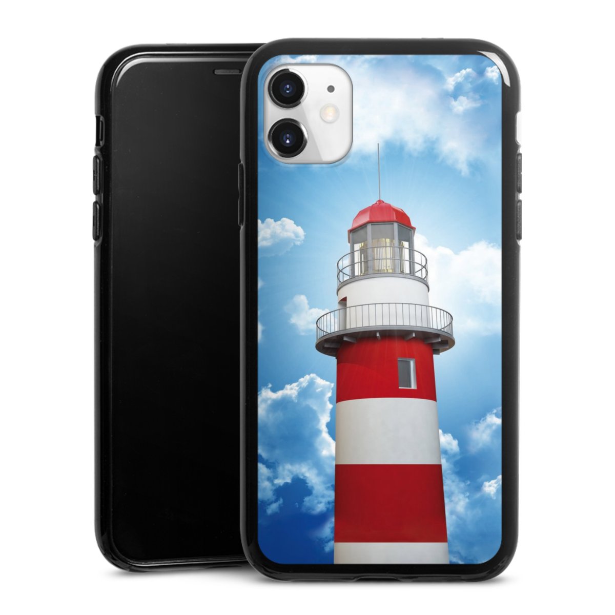 iPhone 11 Handy Silikon Hülle Case schwarz Handyhülle Lighthouse Sky Cloud