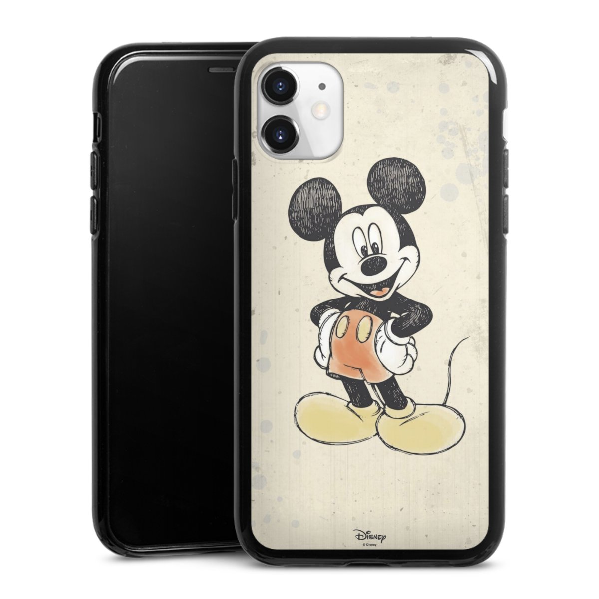 iPhone 11 Handy Silikon Hülle Case schwarz Handyhülle Water Colour Mickey & Minnie Mouse Official Licensed Product