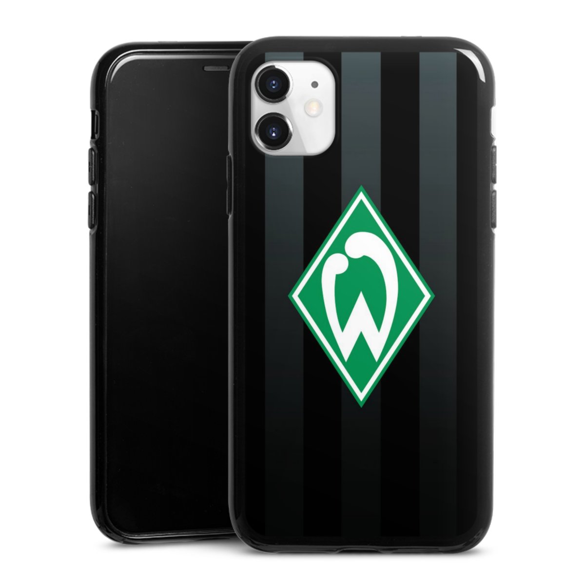 iPhone 11 Handy Silikon Hülle Case schwarz Handyhülle Stripes Sv Werder Bremen Official Licensed Product