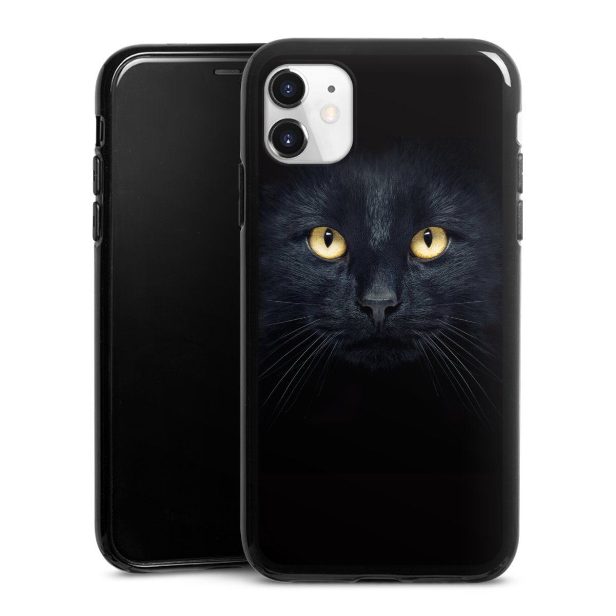 iPhone 11 Handy Silikon Hülle Case schwarz Handyhülle Eye Cat Black