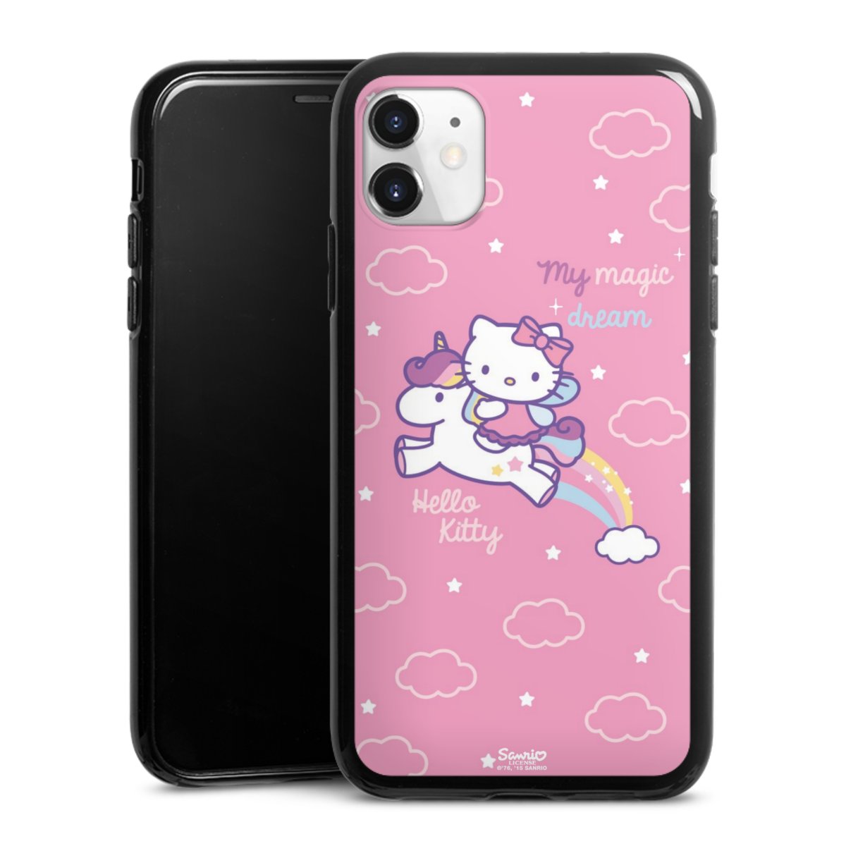 iPhone 11 Handy Silikon Hülle Case schwarz Handyhülle Einhorn Official Licensed Product Hello Kitty