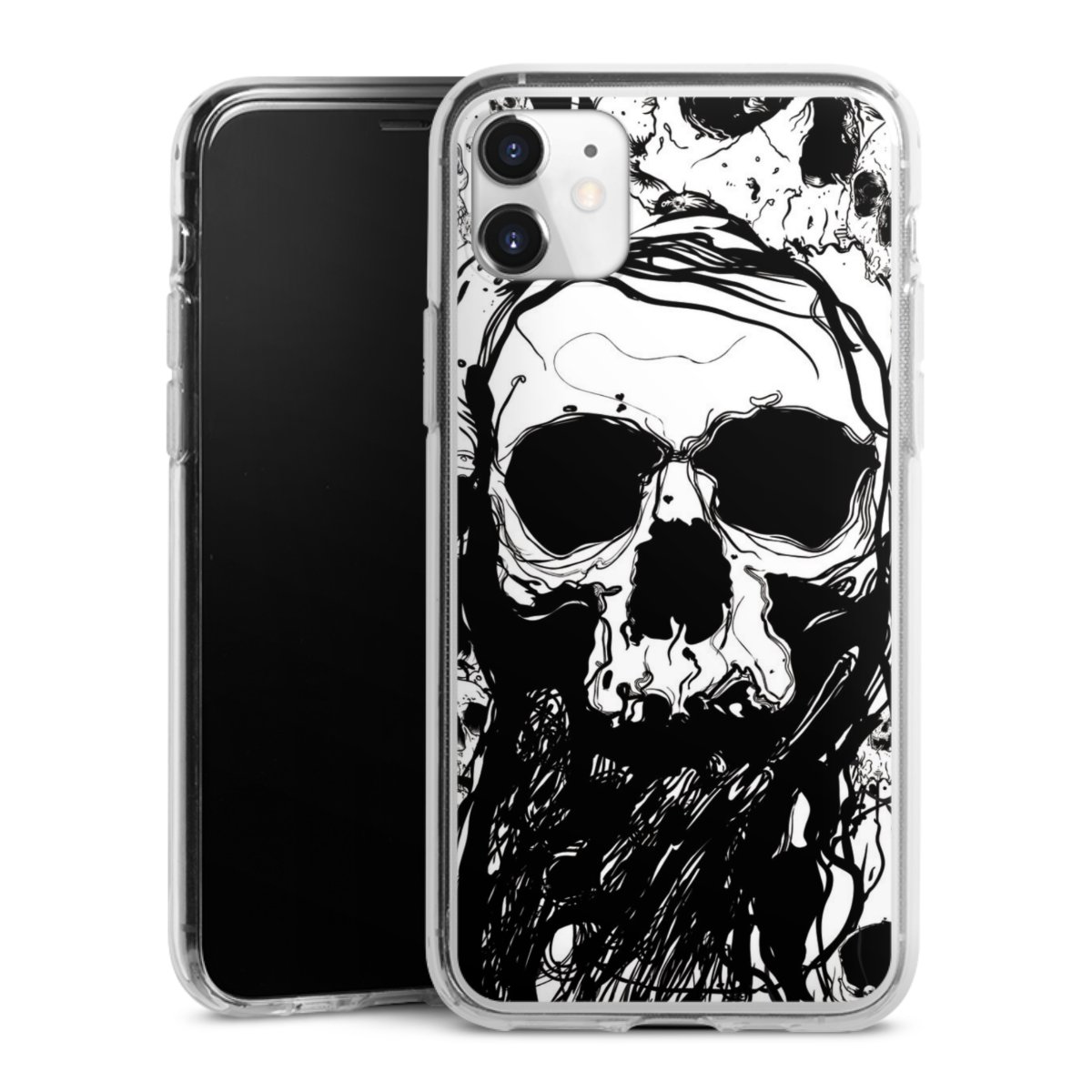 iPhone 11 Handy Silikon Hülle Case transparent Handyhülle Totenkopf Halloween Silikon Case