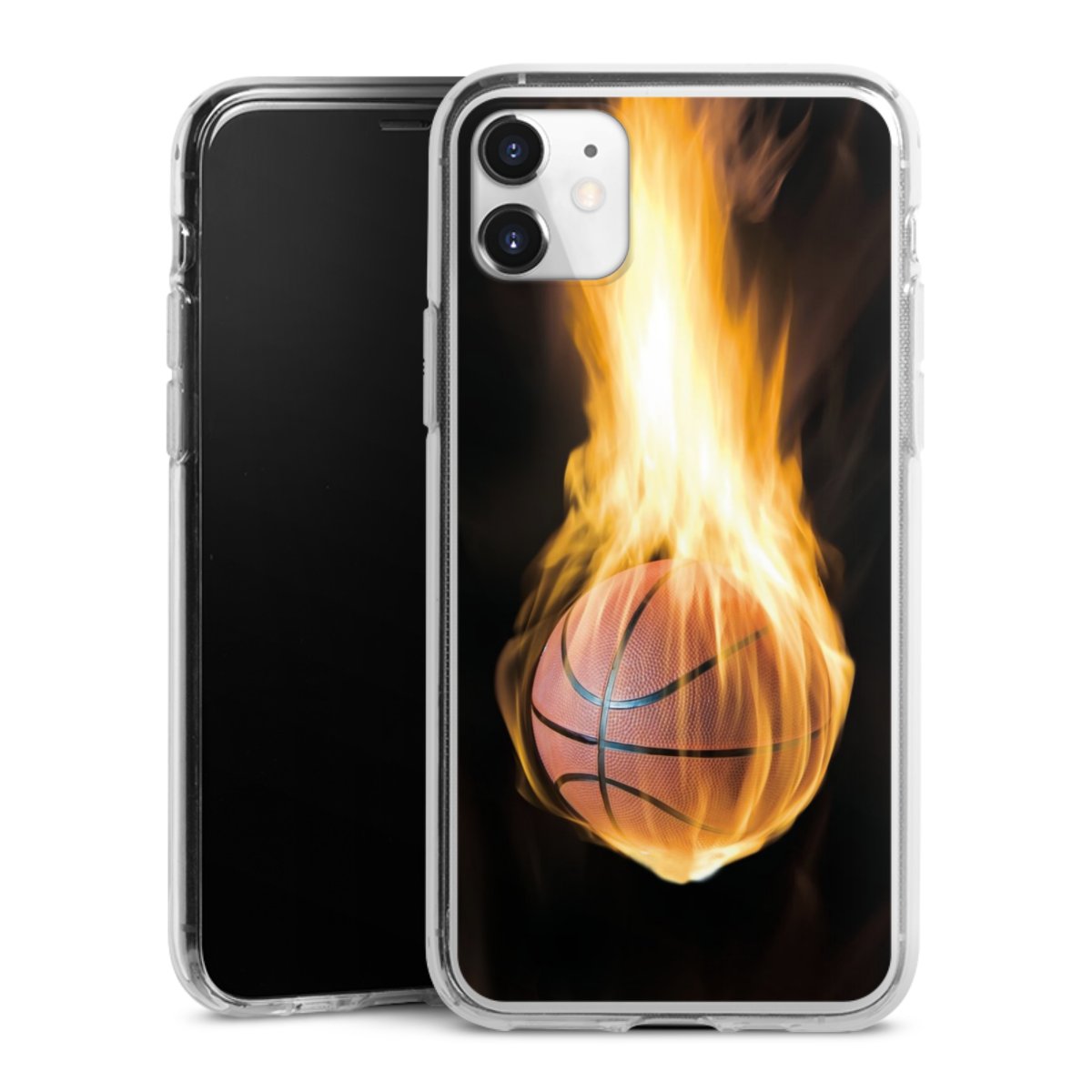 iPhone 11 Handy Silikon Hülle Case transparent Handyhülle Basketball Sports Fire Silikon Case