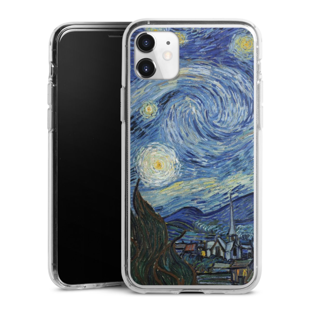 iPhone 11 Handy Silikon Hülle Case transparent Handyhülle The Starry Night Kunst Vincent Van Gogh Silikon Case