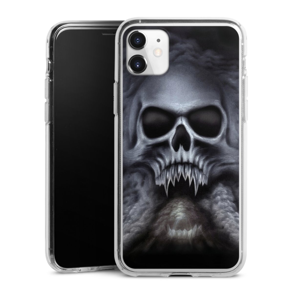 iPhone 11 Handy Silikon Hülle Case transparent Handyhülle Totenkopf Skull Silikon Case