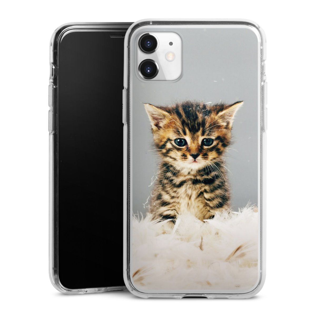 iPhone 11 Handy Silikon Hülle Case transparent Handyhülle Cat Feather Pet Silikon Case