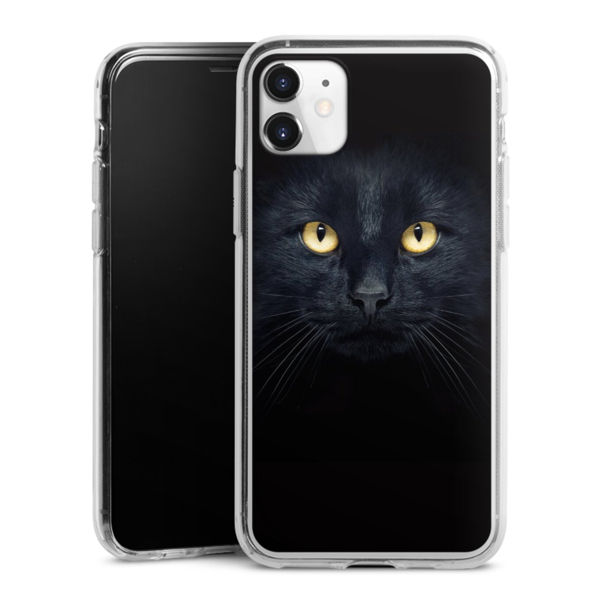 iPhone 11 Handy Silikon Hülle Case transparent Handyhülle Eye Cat Black Silikon Case