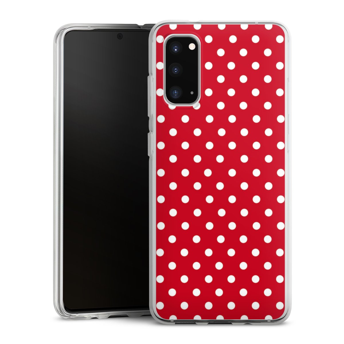 Galaxy S20 Handy Silikon Hülle Case transparent Handyhülle Points Polka Dots Retro Silikon Case