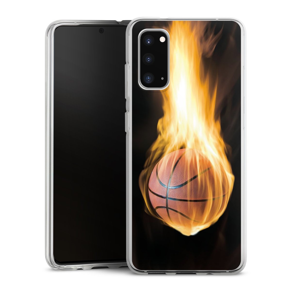 Galaxy S20 Handy Silikon Hülle Case transparent Handyhülle Basketball Sports Fire Silikon Case