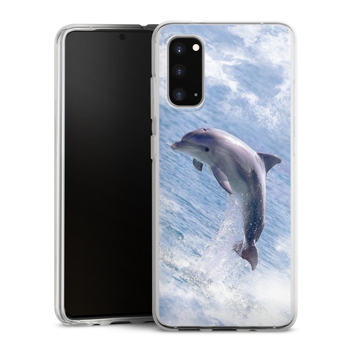 Galaxy S20 Handy Silikon Hülle Case transparent Handyhülle Dolphin Ocean Wale Silikon Case