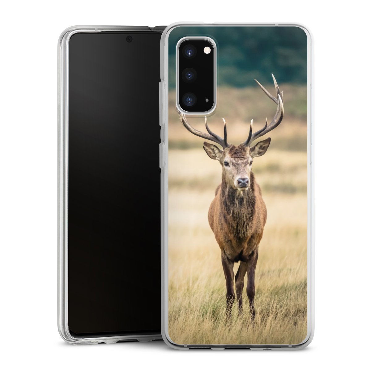 Galaxy S20 Handy Silikon Hülle Case transparent Handyhülle Deer Meadow Forrest Silikon Case