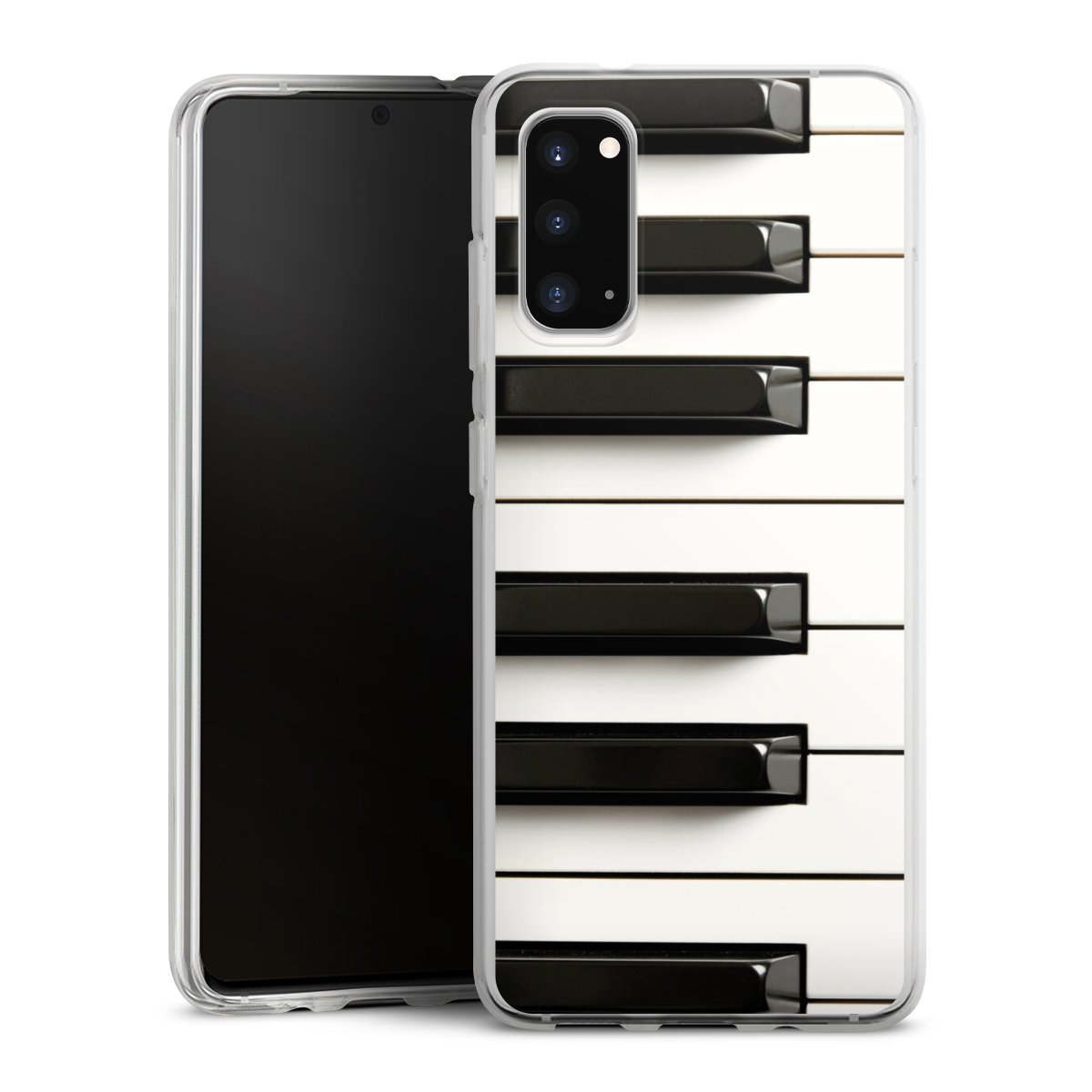 Galaxy S20 Handy Silikon Hülle Case transparent Handyhülle Klavier Piano Music Silikon Case