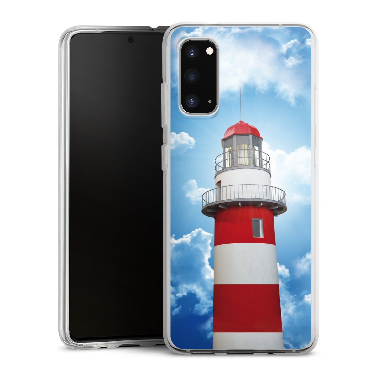 Galaxy S20 Handy Silikon Hülle Case transparent Handyhülle Lighthouse Sky Cloud Silikon Case