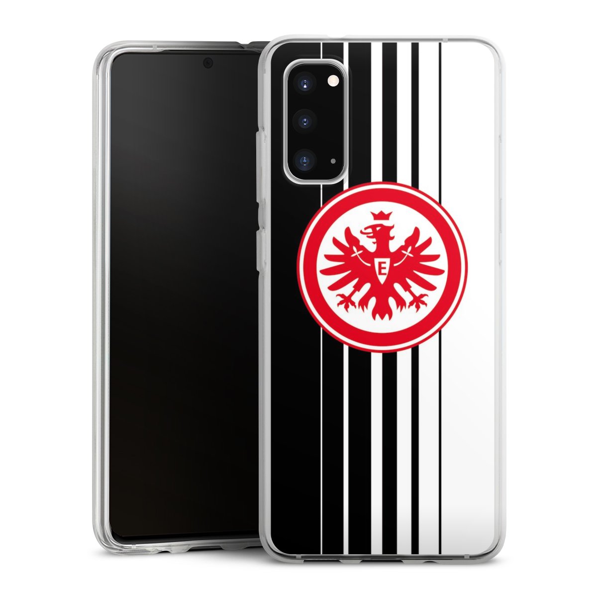 Galaxy S20 Handy Silikon Hülle Case transparent Handyhülle Stripes Eintracht Frankfurt Official Licensed Product Silikon Case