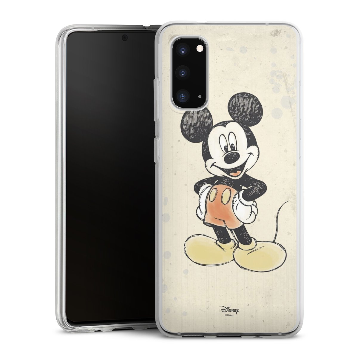 Galaxy S20 Handy Silikon Hülle Case transparent Handyhülle Water Colour Mickey & Minnie Mouse Official Licensed Product Silikon Case