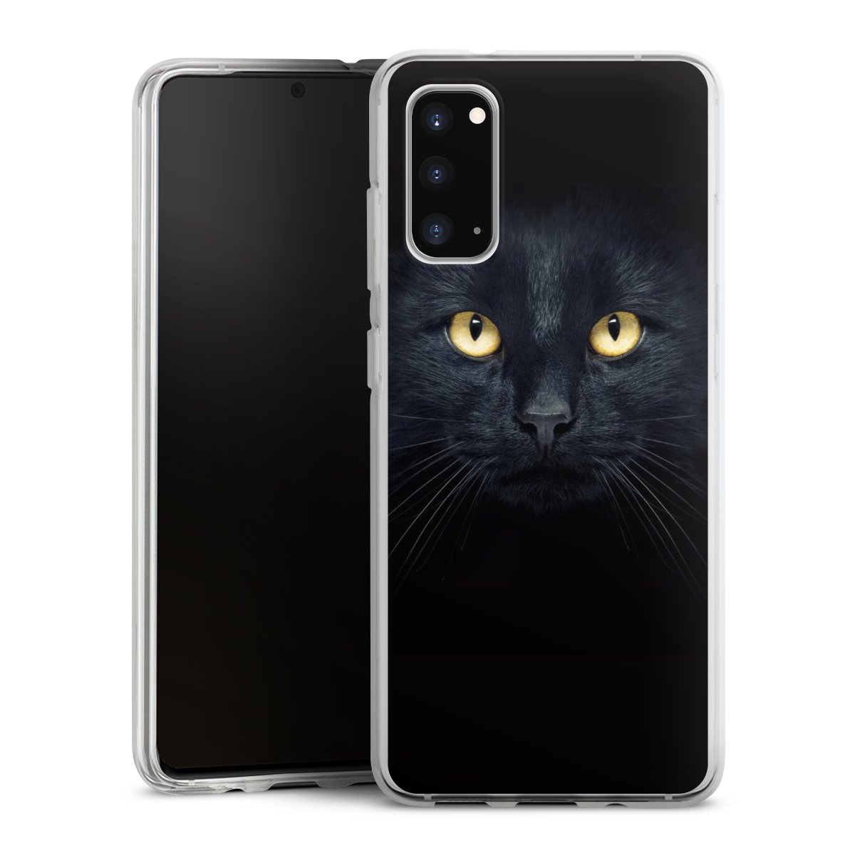 Galaxy S20 Handy Silikon Hülle Case transparent Handyhülle Eye Cat Black Silikon Case